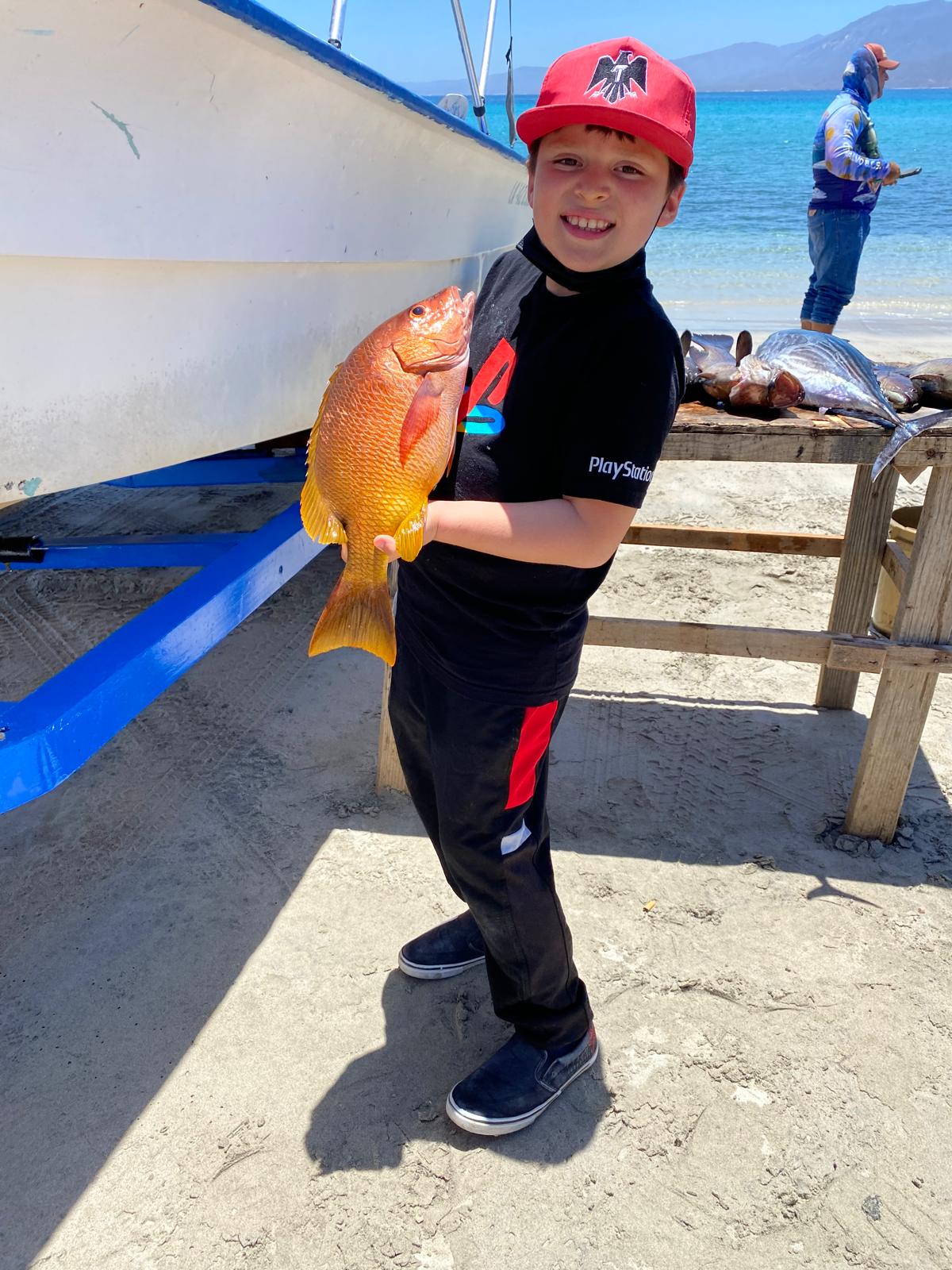 Young angler holding a snapper